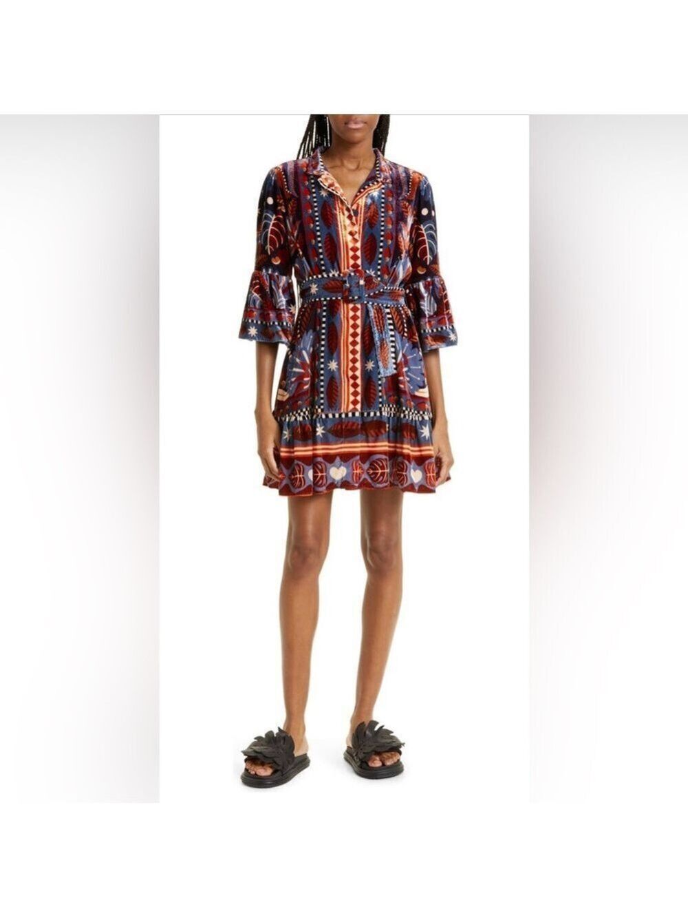 Farm Rio Nature Beauty Blue Scarf Mini Dress